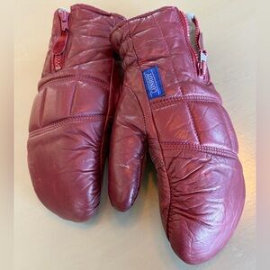 VTG Conroy Imported Leather Mittens Womens Medium Insulated Gloves Winter Retro